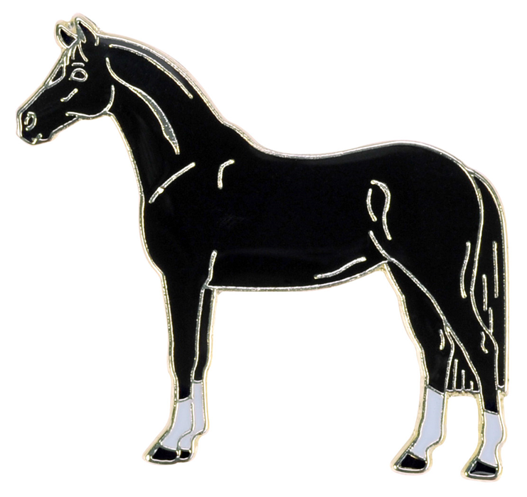 HappyROSS Значок металлический "Лошадь в белых носочках", чёрный, 27х24мм (Германия) Blue Bug Gifts,HappyROSS - фото №1
