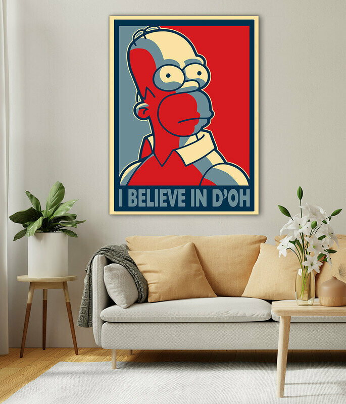 Интерьерная картина на холсте "Гомер Симпсон - Я верю в D'OH" размер 22x30 см