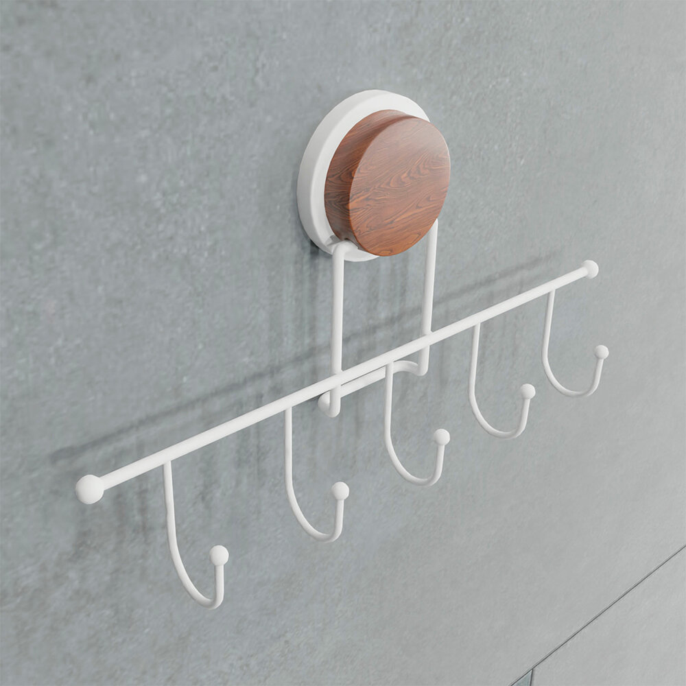 фото Вешалка для ванной Fixsen Magic 5 крючков самоклеящаяся нержавеющая сталь белая (FX-47005-5)