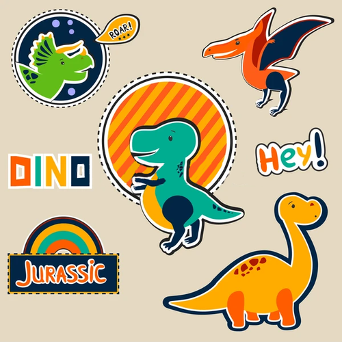 Наклейки стикеры Мультяшные динозавры