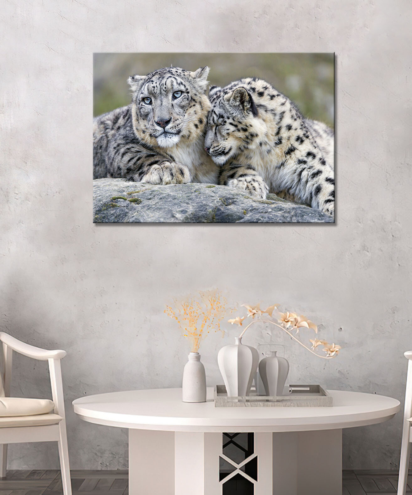 Картина - Ирбис снежный барс слежный леопард  хищник ирбис летом два снежных барса (17) 40х60