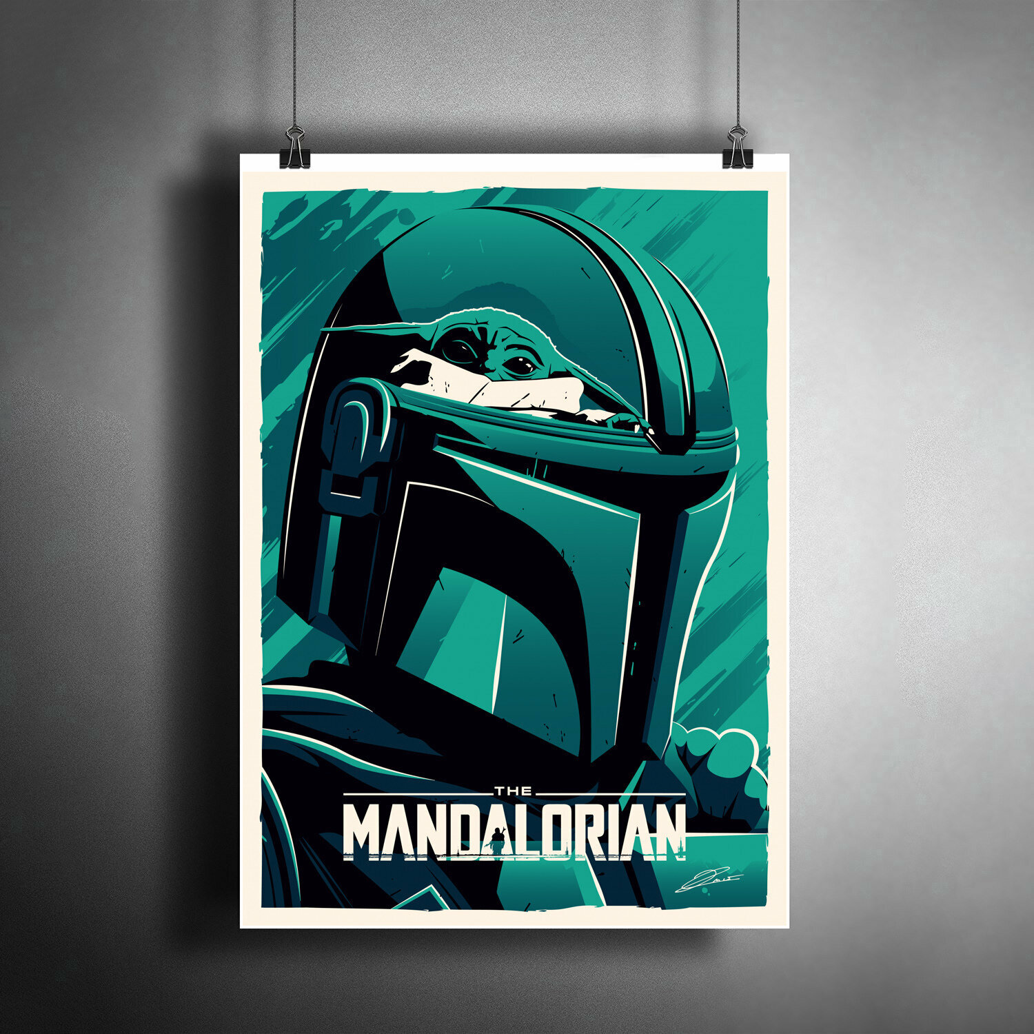 Постер плакат для интерьера "Звёздные войны: Мандалорец. Star Wars: The Mandalorian. Малыш Йода (Baby Yoda)" / A3 (297 x 420 мм)