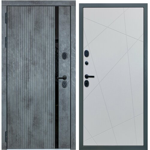 Дверь входная металлическая DIVA ДХ-46 2050x960 Левая Бетон темный - Д11 Белый Софт, тепло-шумоизоляция, антикоррозийная защита для квартиры дверь входная металлическая diva дх 46 зеркало 2050x960 левая бетон темный д15 белый софт тепло шумоизоляция антикоррозийная защита для квартиры