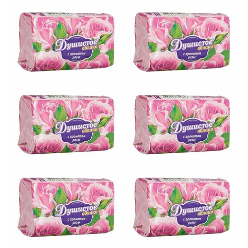 Душистое облако Твердое мыло с ароматом розы, 90 г, 6 шт