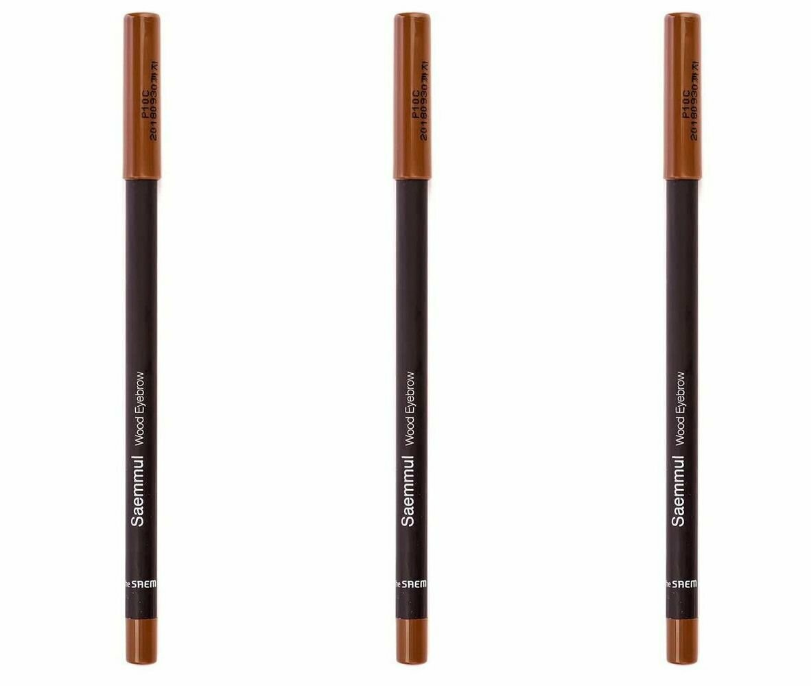 The Saem Карандаш для глаз и бровей Saemmul wood eyebrow, 01 brown, 3 шт