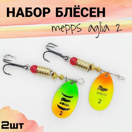 фото Набор блесен вертушек ярких meppо aglia №2 / блесна вертушка для рыбалки на хищную рыбу mepps