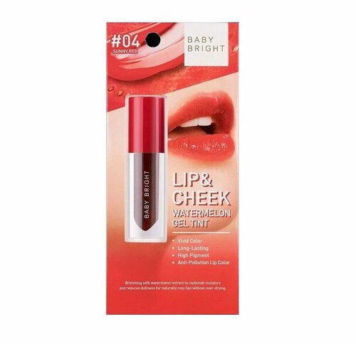 Baby Bright Тинт для губ красный 04 - Lip & Cheek Watermelon Gel Tint 2.5g Red