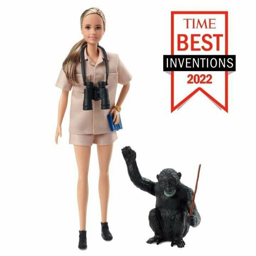 Dr. Jane Goodall Barbie Inspiring Women Doll With Accessories & Doll Stand - Кукла доктор Джейн Гудолл с аксессуарами HCB83