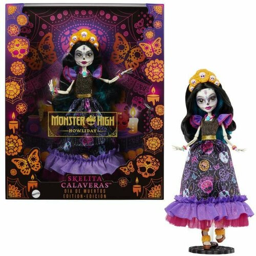 Monster High Howliday Dia De Muertos Skelita Calaveras Doll - Кукла Монстер Хай Скелита Калаверас HNF96 кукла монстр хай скелита калаверас скариж город страхов monster high scaris city of frights skelita calaveras