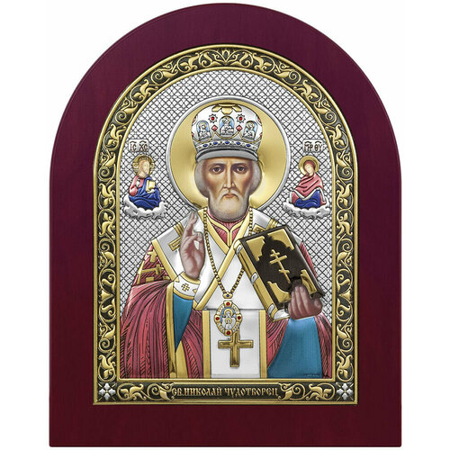 Икона Николай Угодник 6392 (CW / WC), 22.1х26.8 см, 1 шт., цвет: серебристый