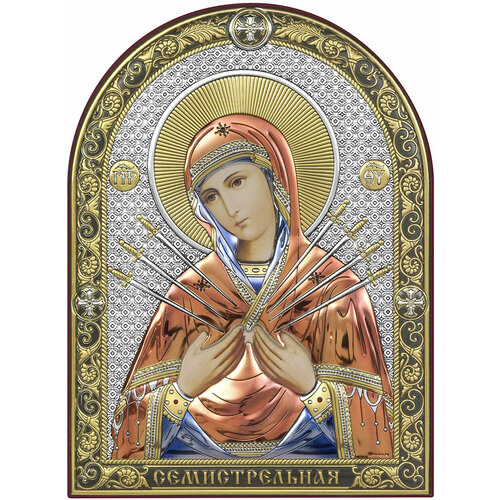 Икона Божией Матери Семистрельная 6395/C, 10х12.5 см икона божией матери семистрельная 6395 wc cw 28 6х34 7 см