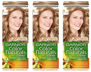 Garnier Стойкая крем-краска для волос Color Naturals, тон 8 Пшеница, 110 мл, 3 шт