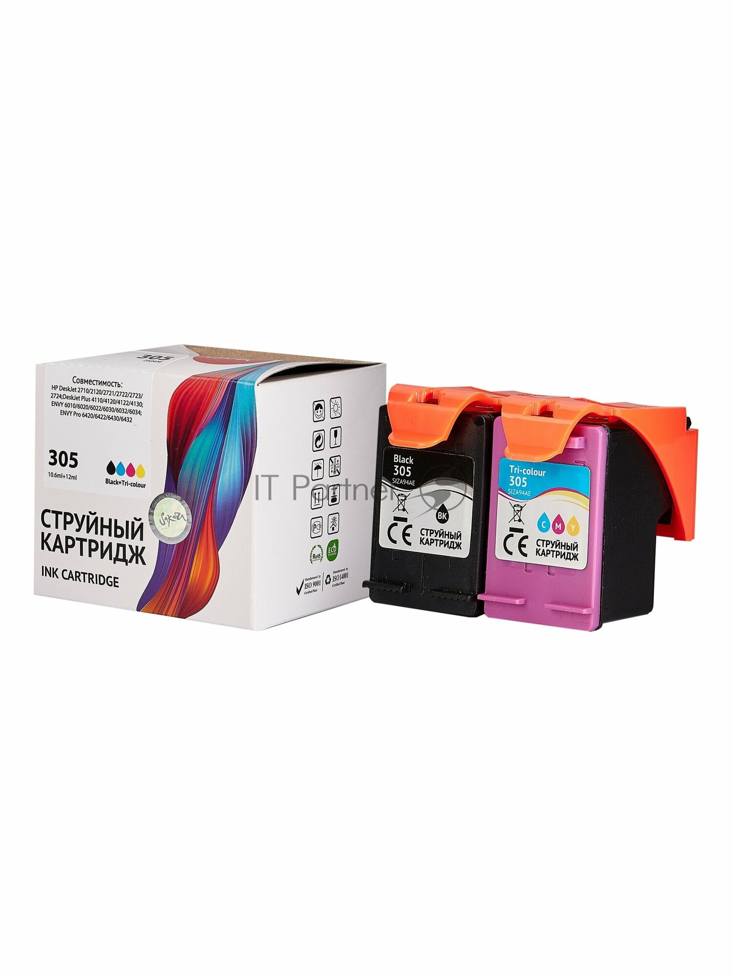 Струйный картридж Sakura ZA94AE для HP DeskJet 2710/2120/2721/2722/2723/2724;DeskJet Plus 4110/4120/4122/4130;ENVY 6010/6020/6022/6030/6032/6034;ENVY Pro 6420/6422/6430/6432, черный + триколор, пигмен - фото №6
