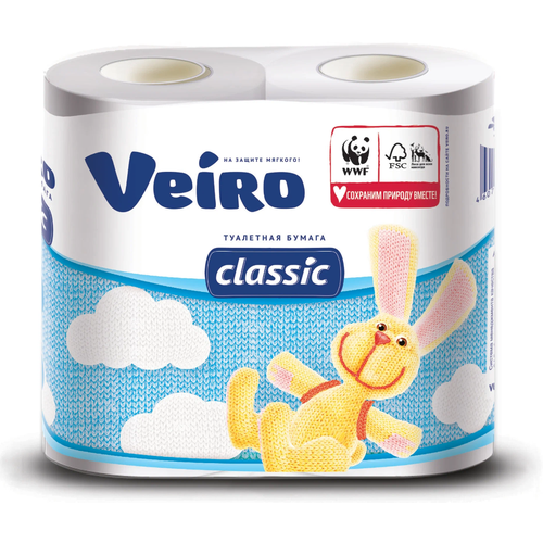 Туалетная бумага Veiro Classic белая двухслойная 4 рул. veiro elite extra туалетная бумага 4 слойна белая 40 рулонов