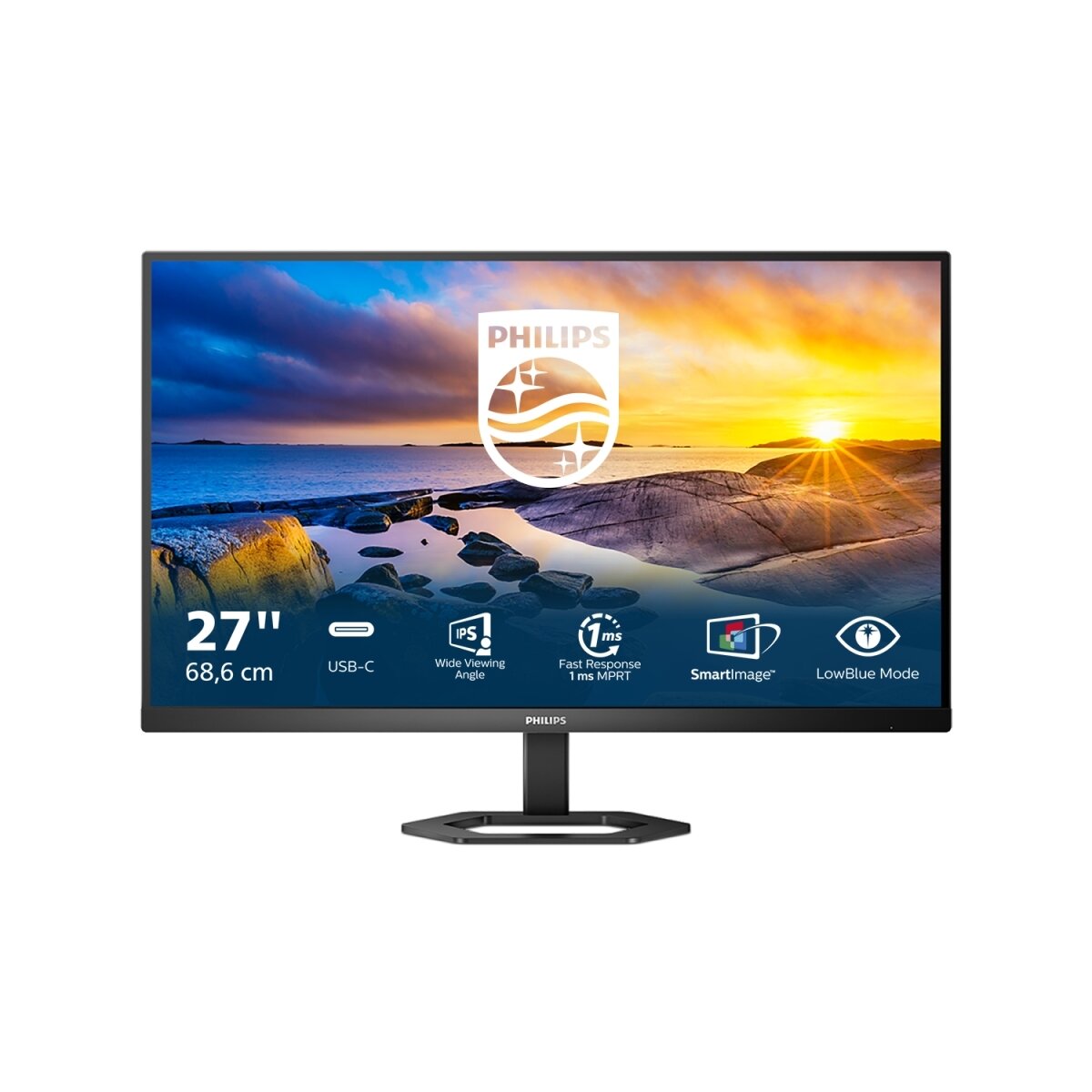 Монитор 27 PHILIPS 27E1N5300AE/00 Black с поворотом экрана (IPS 1920x1080 75Hz 1 ms 178/178 300 cd/m Mega DCR