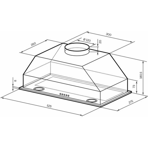 Вытяжка встраиваемая Lex Ghost 600 белый антик управление кнопочное 1 мотор 1875000₽