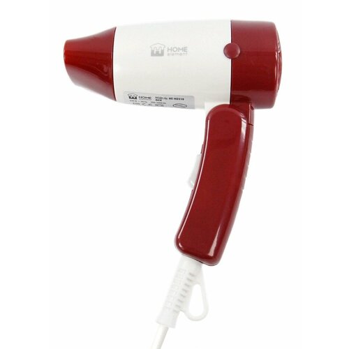 Фен для волос Хоум Элемент HE-HD318 с защитой от перегрева бордовый 2 температурных режима 2 мощности 1 насадка 1200Вт шнур 155м для укладки 100600₽