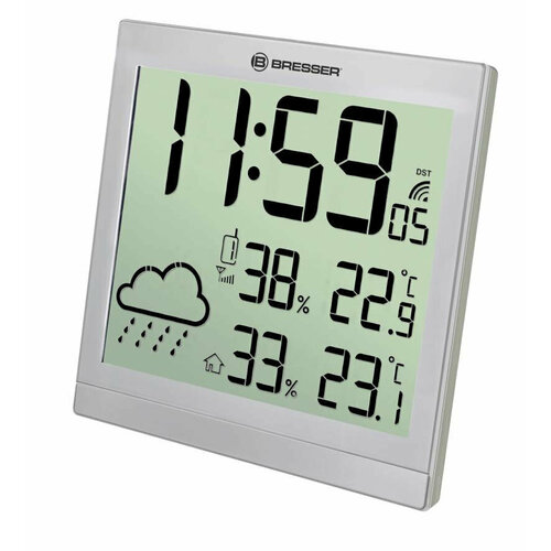 Bresser ClimaTemp JC LCD, Метеостанция (настенные часы), серебристая метеостанция bresser брессер 4cast msw белая