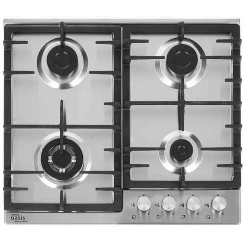 Варочная панель газовая встраиваемая Оазис P-MNRT нержавеющая сталь серебристый 895х580х515мм 4 конфорки 2 решетки электроподжиг газконтроль 1924000₽