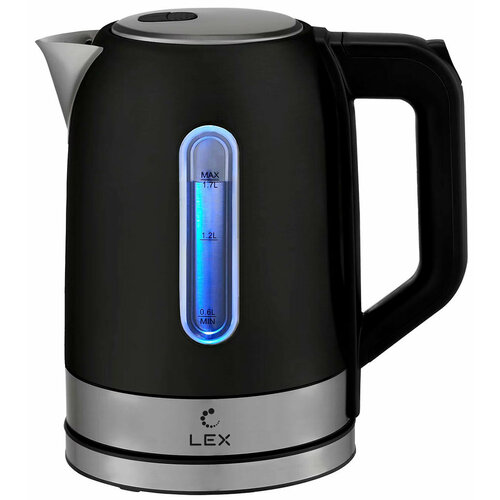 Чайник электрический LEX LX 30018-2, черный чайник электрический с подсветкой lex lx 30018 2