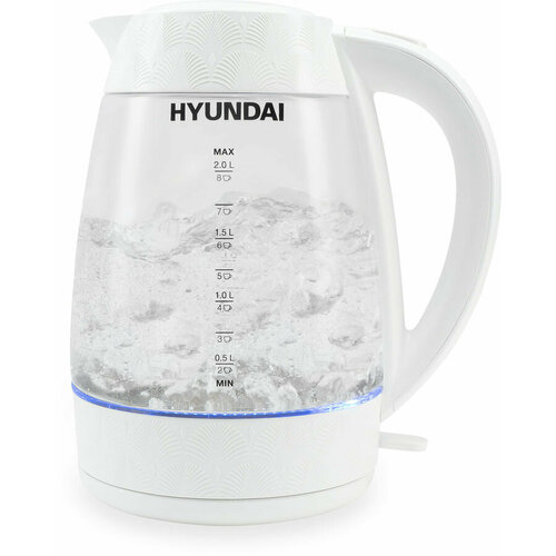 Чайник электрический Hyundai HYK-G4506 2л 2200Вт белый корпус стекло 2220₽