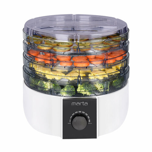 Электросушилка MARTA MT-FD1889A 6 поддонов 41 для пастилы1 для ягод белый жемчуг 287000₽