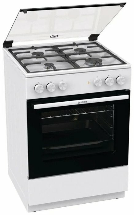 Плита комбинированная Gorenje GK6A20WF, 65 л, гриль, электроподжиг варочной поверхности, белый