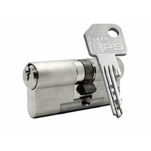 Цилиндр EVVA EPS ключ-ключ (размер 56х31 мм) - Никель (3 ключа) цилиндр evva eps ключ вертушка размер 56х31 мм никель 3 ключа