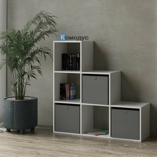 Стеллаж COSMO 6 секций лесенка, белый