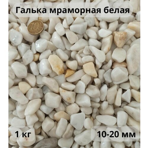 Галька мраморная белая 10-20 мм 1 кг