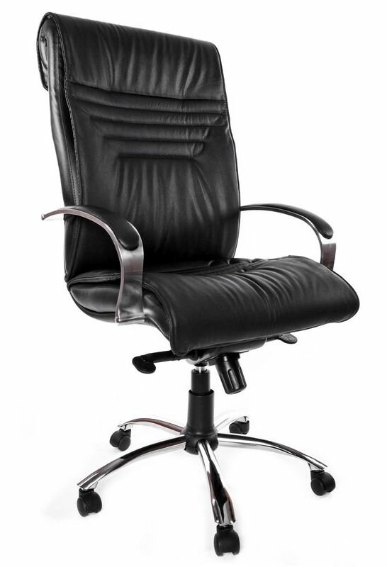 Компьютерное кресло Евростиль VIP CH офисное, обивка: натуральная кожа, цвет: черный