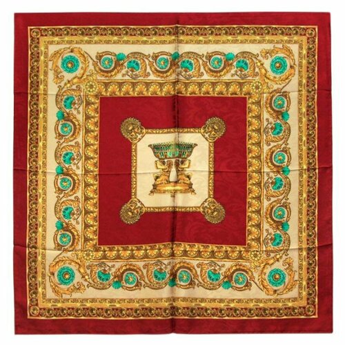 Платок ClubSeta,90х90 см, бежевый, бордовый шелковый платок шаль клаб сета 30272