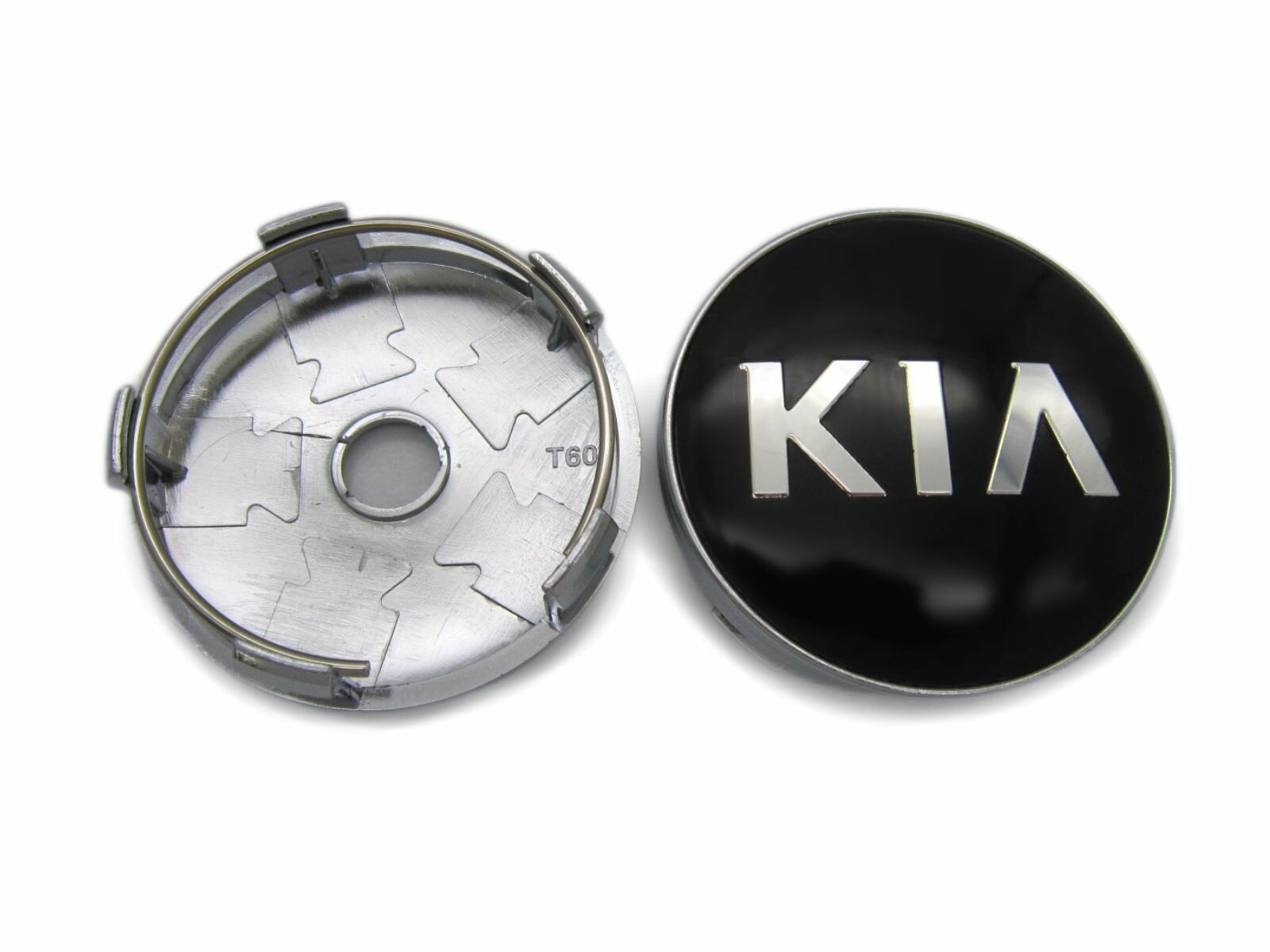 Колпачки заглушки на литые диски Киа черные модель 2, 60/56 мм, 1 колпачок