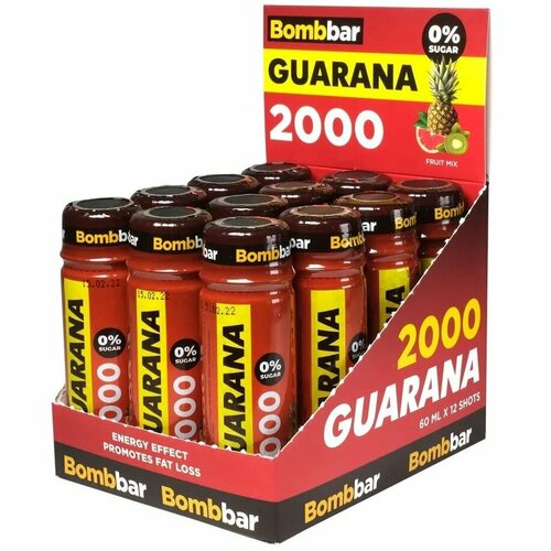 Гуарана Bombbar Shot Energy Guarana 2000 12 x 60 мл, Фруктовый микс