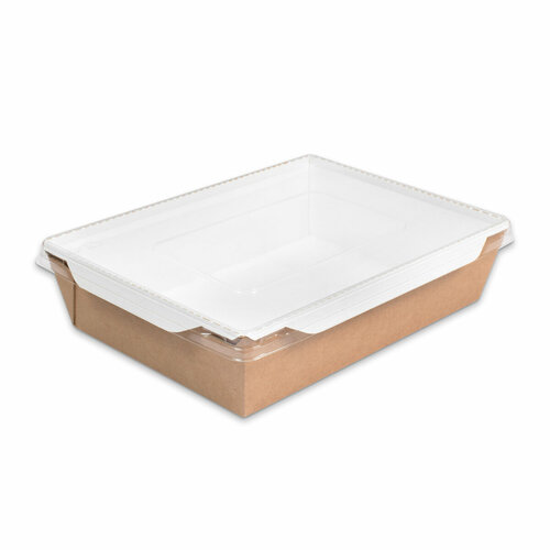 Контейнер бумажный 1000 мл крафт с крышкой в комплекте OPSALAD 1000, 150 шт