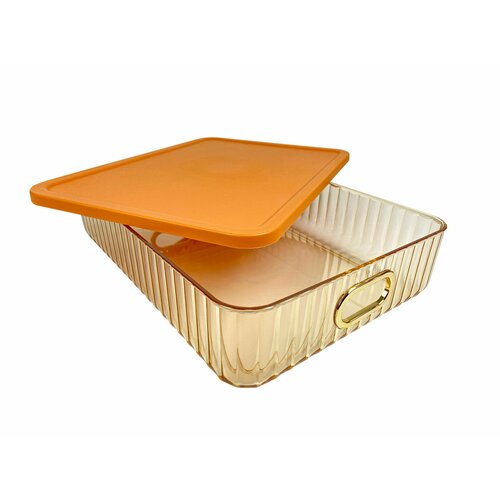 Контейнер для хранения пластиковый с крышкой 36.3*26*8.6, материал: PET+PP цвет: оранжевый (6503)