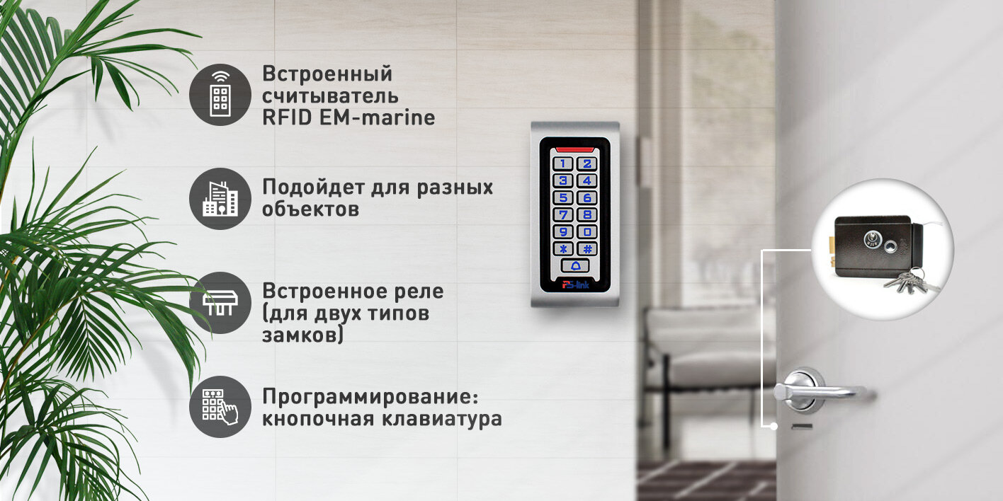 Панель доступа PS-link S601EM-WP-W c WIFI модулем и всепогодным корпусом — фото 1