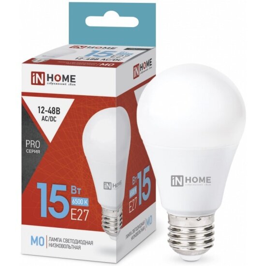 Светодиодная лампа IN Home LED-MO-PRO 15Вт 6500К холод, бел, E27 1200лм 12-48В 4690612036366