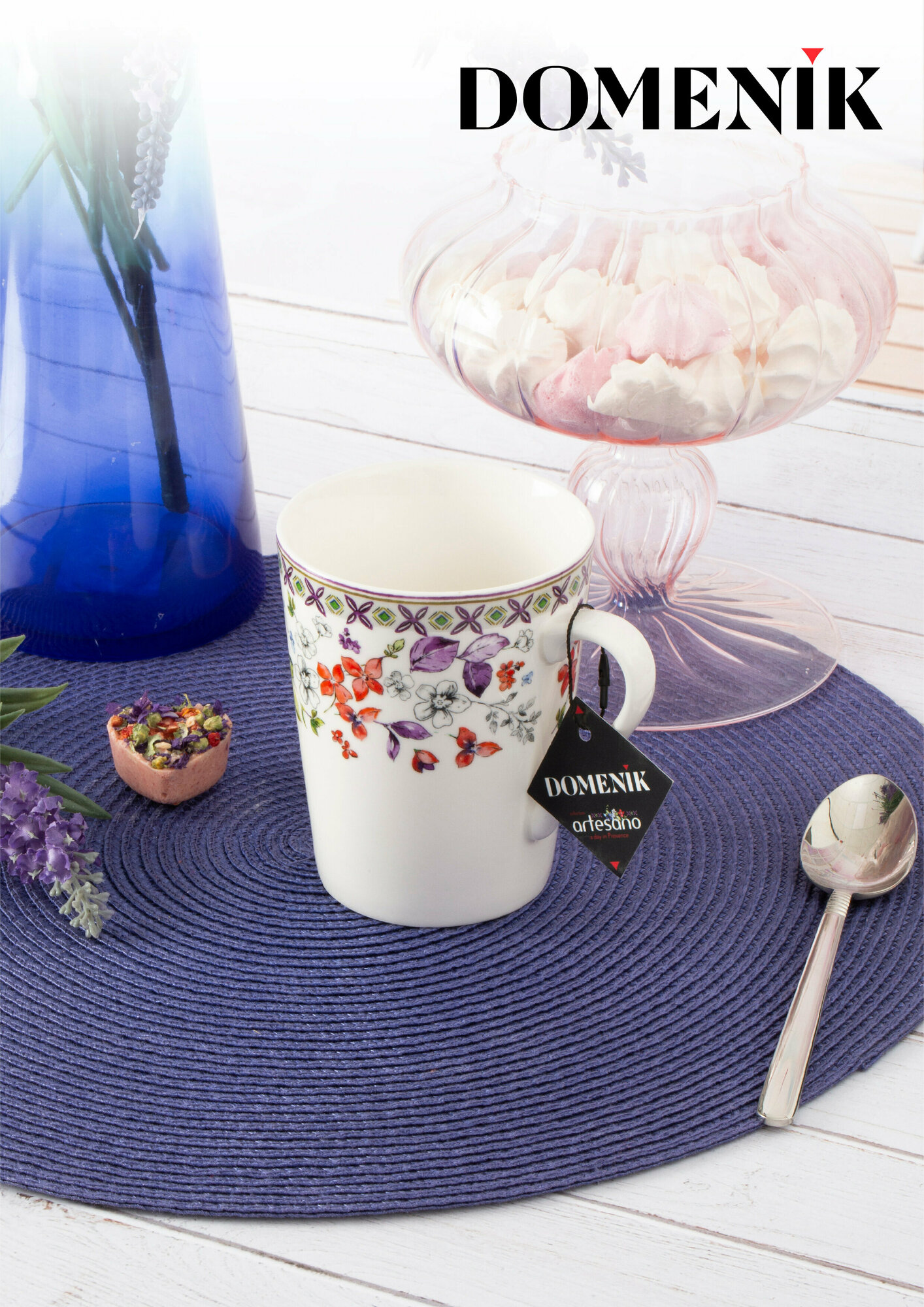 Кружка DOMENIK ARTESANO 320мл для кофе и чая с цветочным рисунком — фото 1