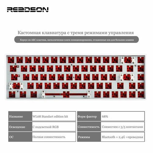 Кастомная беспроводная трехрежимная механическая клавиатура Readson Scarlet Storm 68 500000₽
