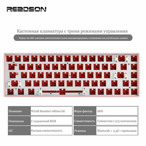 Кастомная беспроводная трехрежимная механическая клавиатура Readson Scarlet Storm 68 500000₽