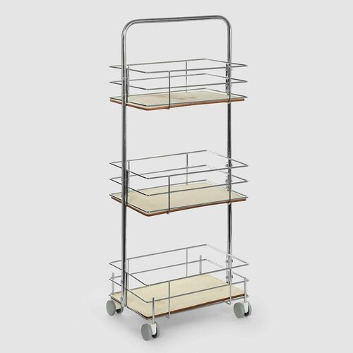 Органайзер трехуровневый Suntel металлический с деревом хром 35х22х84 см