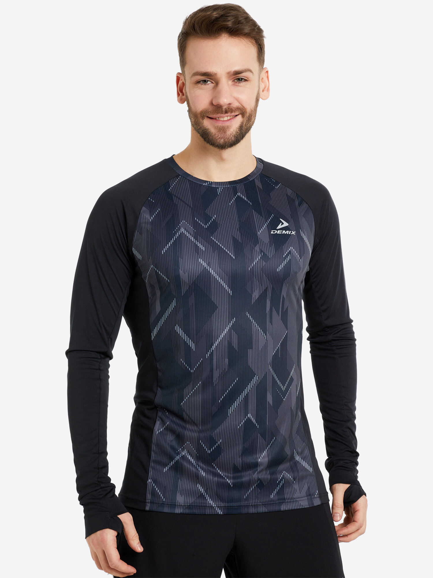 Лонгслив спортивный Demix M D Running AOP LS Tee