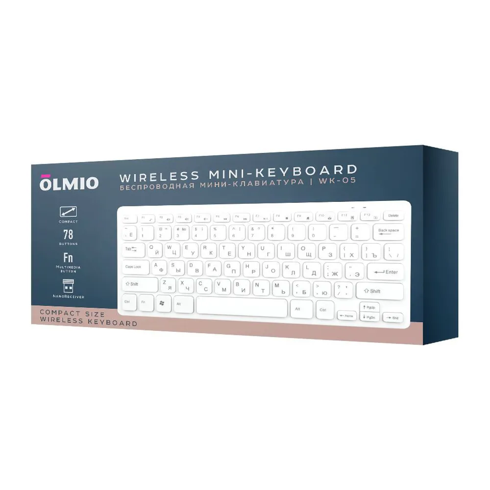 Беспроводная мини-клавиатура Olmio Mini-Keyboard WK-05, белая