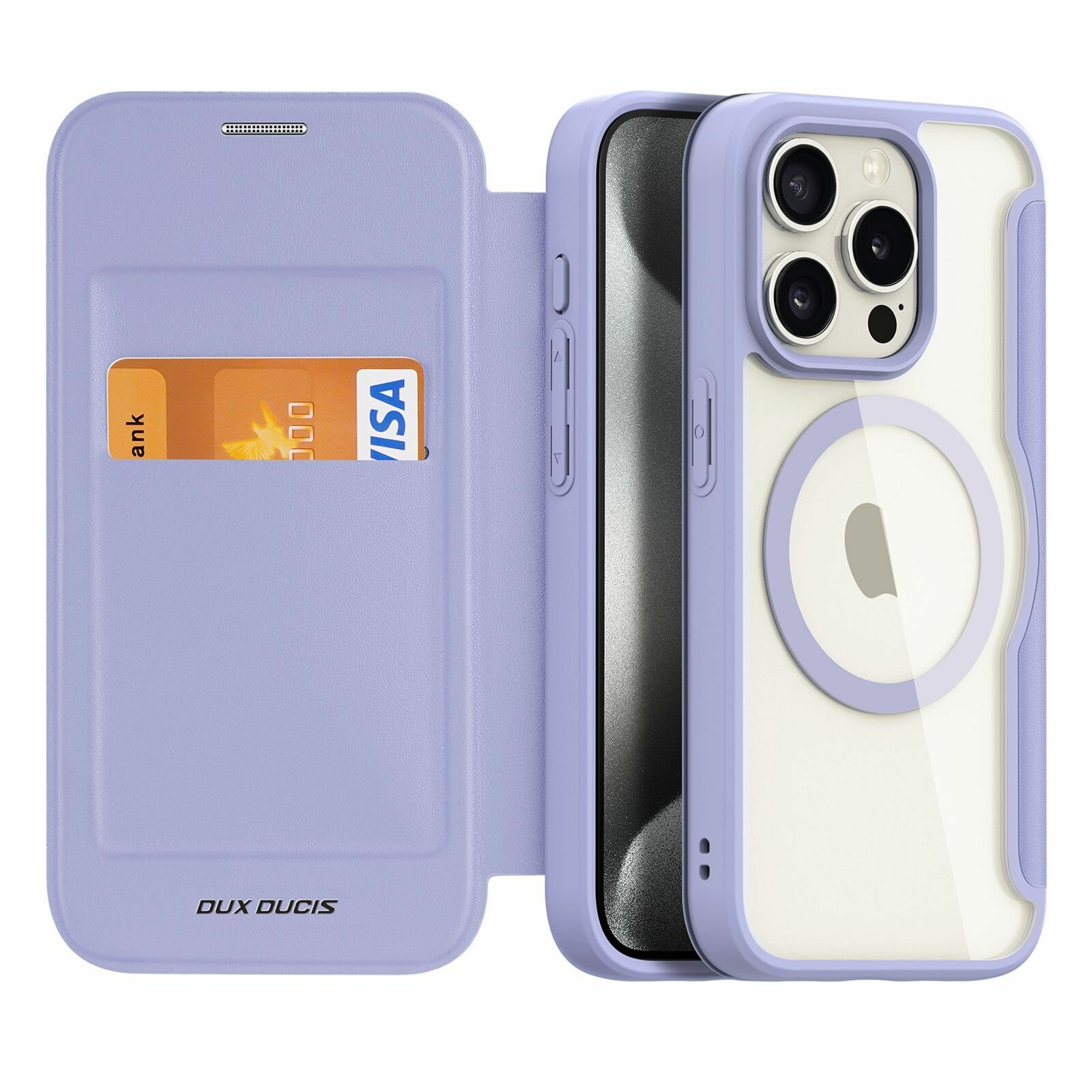 Чехол книжка Dux Ducis для iPhone 15 Pro (Skin X Pro с MagSafe) фиолетовый