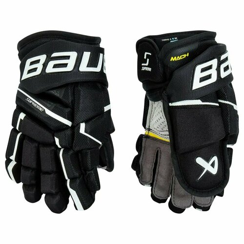 Перчатки хоккейные BAUER Supreme Mach S23 JR 1061903 (11 / черный-белый) щитки хоккейные bauer supreme mach s23 jr 1061891 11