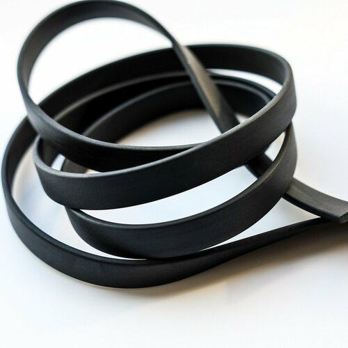Шнур каучуковый резиновый 10х2 мм 3 метра плоский, для рукоделия / браслетов, черный