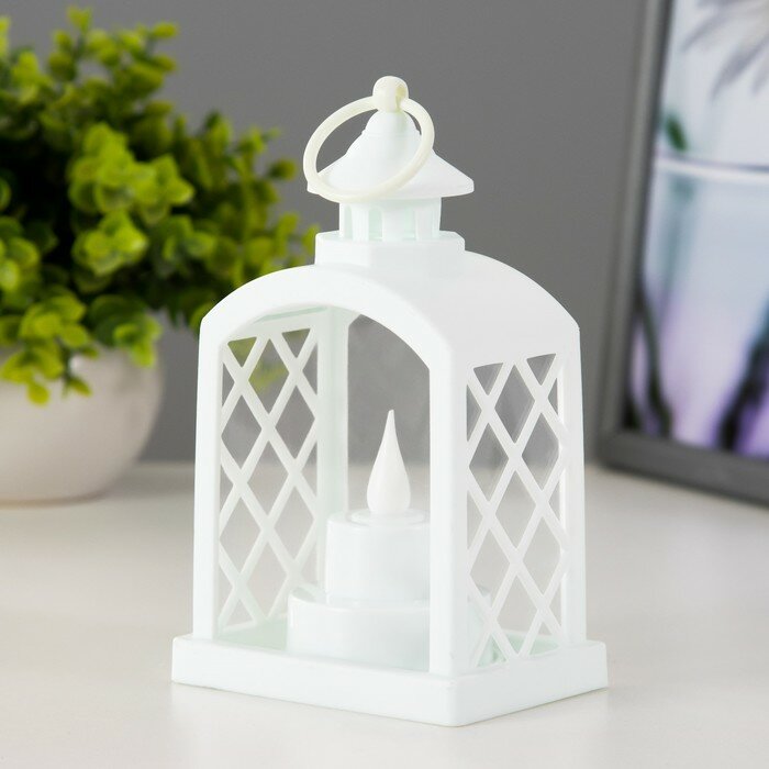 фото Ночник "Свеча в клетке" 3хLR1130 белый 5х8х15 см