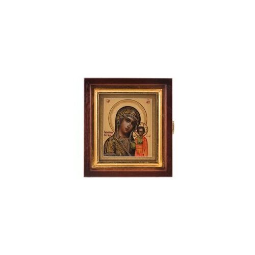 Икона 11х13 БМ Казанская, лаковая миниатюра, киот #87793 икона 25х29 бм казанская нимб филигрань посеребрение камни киот 172093