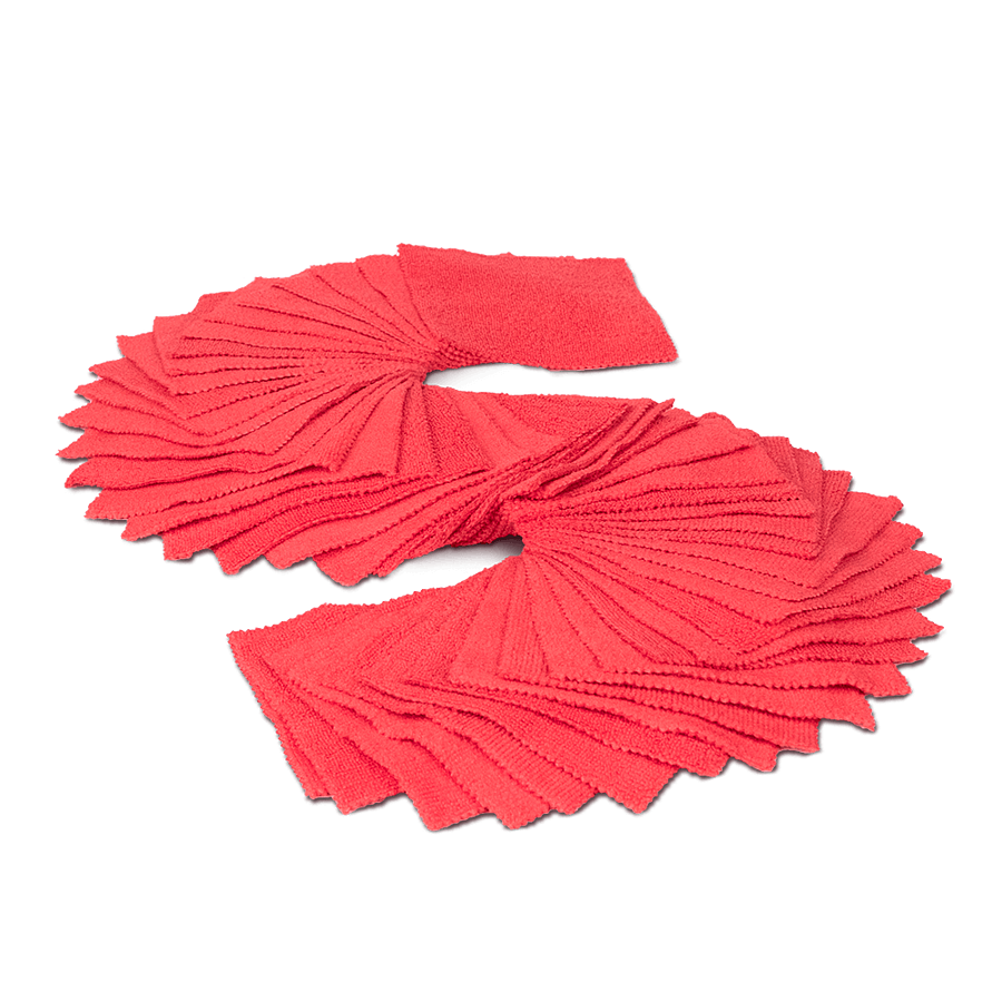 AuTech | Салфетки из микрофибры для нанесения керамики. К-кт 50 штук 12*12 см, красные